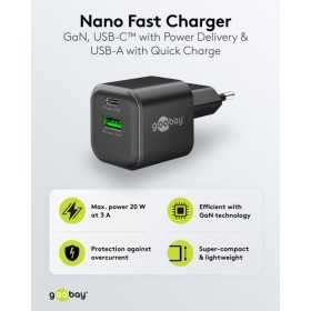20 W USB-C PD GaN -kaksoispikalaturi, musta