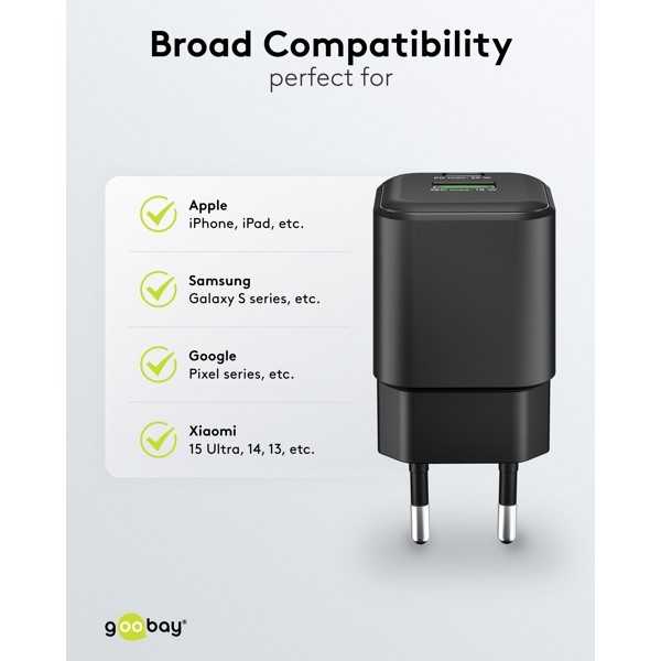 20 W USB-C PD GaN -kaksoispikalaturi, musta
