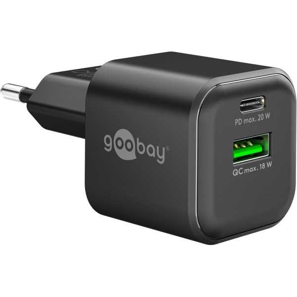 20 W USB-C PD GaN -kaksoispikalaturi, musta