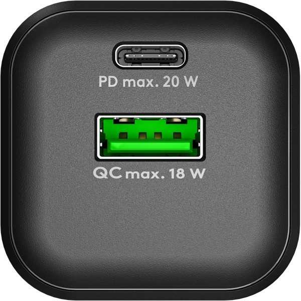 20 W USB-C PD GaN -kaksoispikalaturi, musta