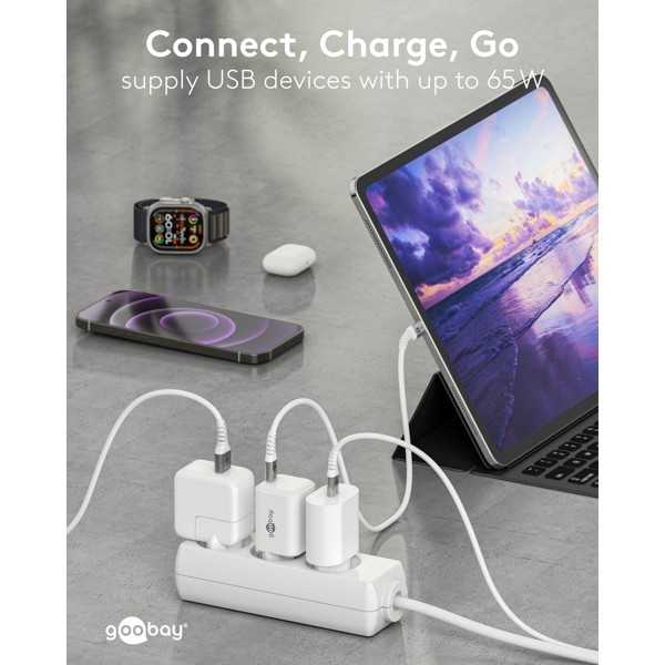 65 W USB-C PD GaN -pikalaturi Nano, valkoinen