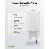 65 W USB-C PD GaN -pikalaturi Nano, valkoinen