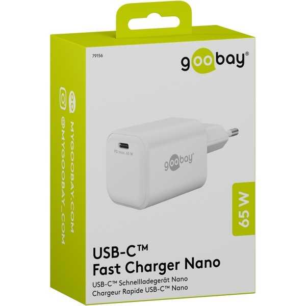 65 W USB-C PD GaN -pikalaturi Nano, valkoinen