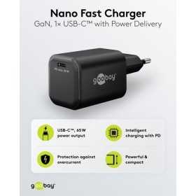 65 W USB-C PD GaN -pikalaturi Nano, musta