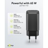 65 W USB-C PD GaN -pikalaturi Nano, musta