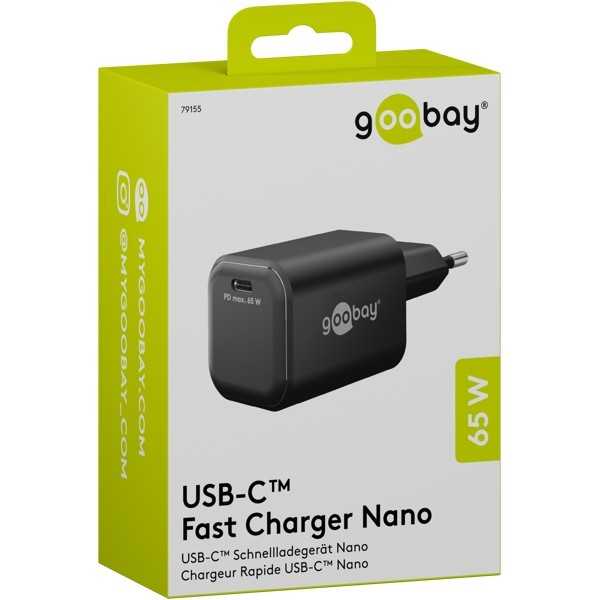 65 W USB-C PD GaN -pikalaturi Nano, musta