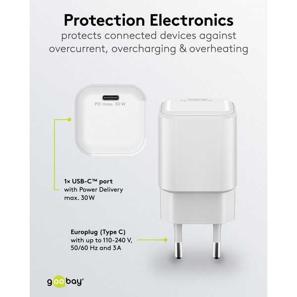 30 W USB-C PD GaN -pikalaturi Nano, valkoinen