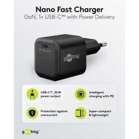 30 W USB-C PD GaN -pikalaturi Nano, musta