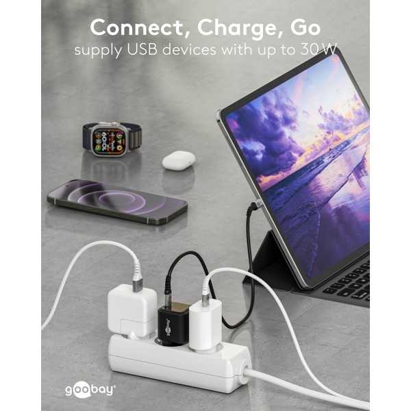 30 W USB-C PD GaN -pikalaturi Nano, musta