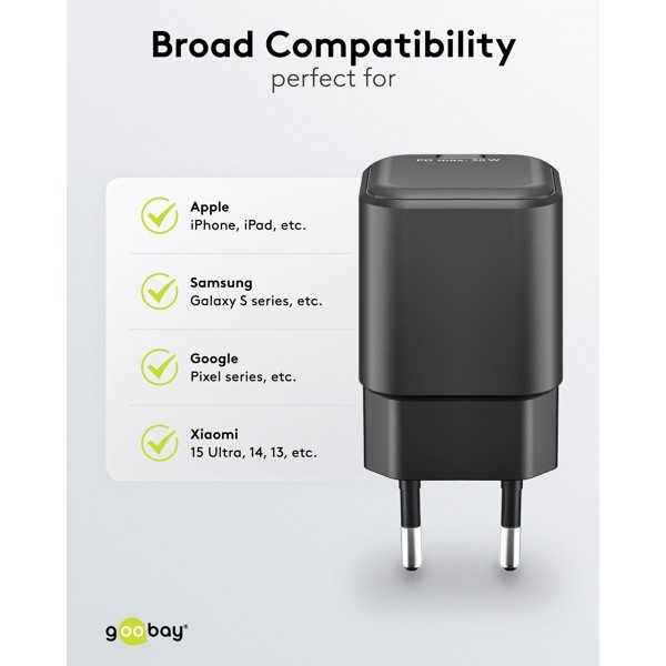 30 W USB-C PD GaN -pikalaturi Nano, musta