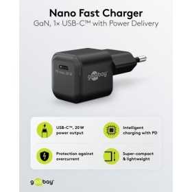 20 W USB-C PD GaN -pikalaturi Nano, musta