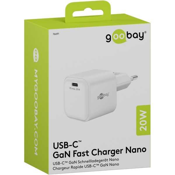 20 W USB-C PD GaN -pikalaturi Nano, valkoinen