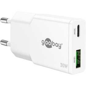 30 W USB-C PD GaN -kaksoispikalaturi, ohut, valkoinen