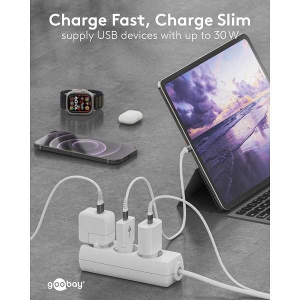30 W USB-C PD GaN -pikalaturi, ohut, valkoinen