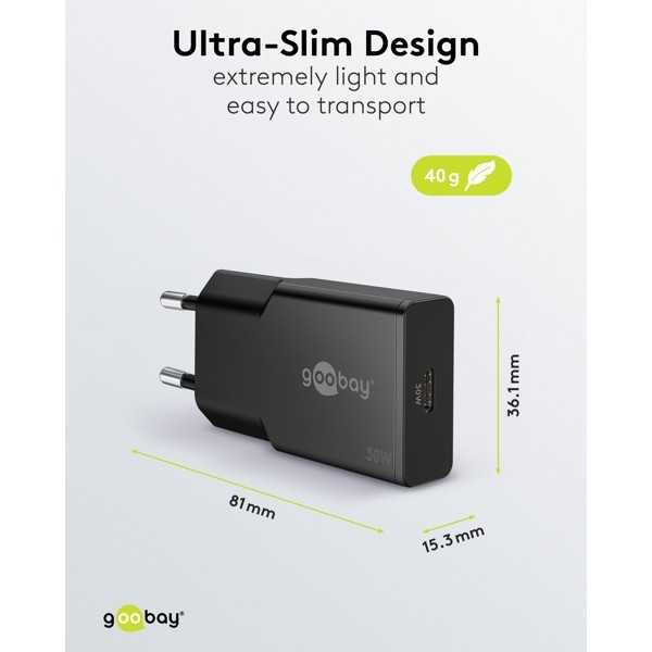 30 W USB-C PD GaN -pikalaturi, ohut, musta