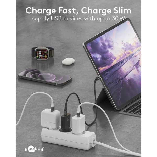 30 W USB-C PD GaN -pikalaturi, ohut, musta