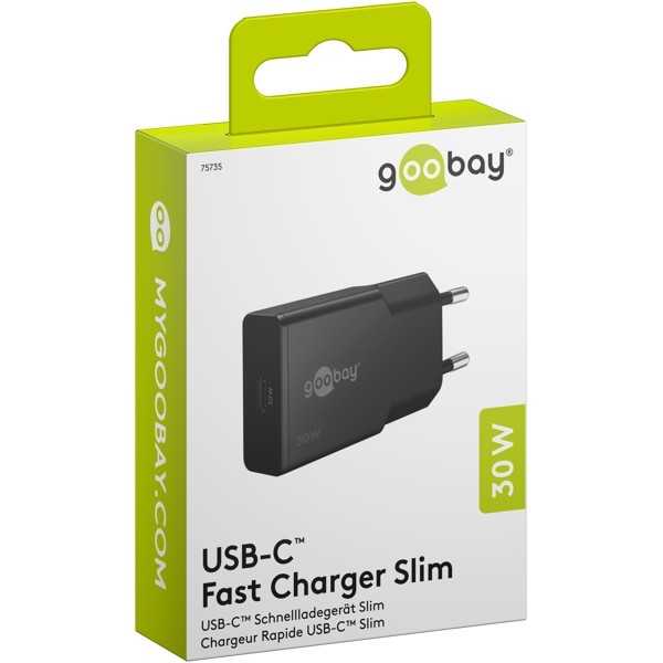 30 W USB-C PD GaN -pikalaturi, ohut, musta