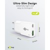 25 W USB-C PD GaN -kaksoispikalaturi, ohut, valkoinen