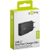 25 W USB-C PD GaN -kaksoispikalaturi, ohut, musta