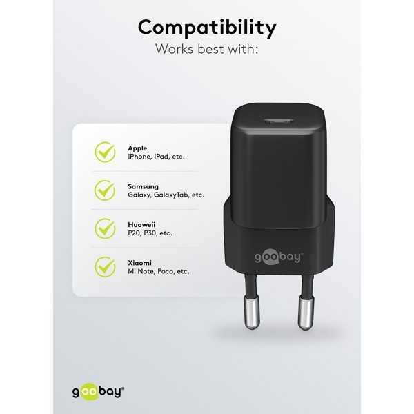 30 W USB-C PD GaN -pikalaturi Nano, musta