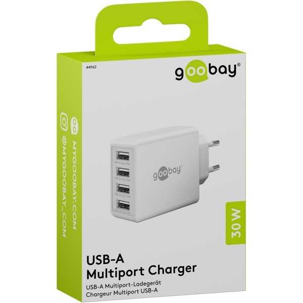 30 W USB-A -moniporttilaturi, valkoinen