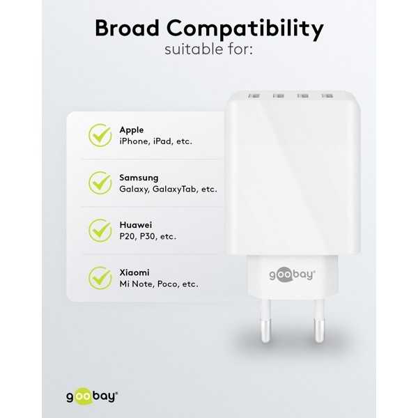 30 W USB-A -moniporttilaturi, valkoinen