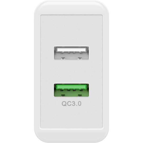 28 W USB-A QC -kaksoispikalaturi, valkoinen