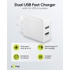 28 W USB-A QC -kaksoispikalaturi, valkoinen