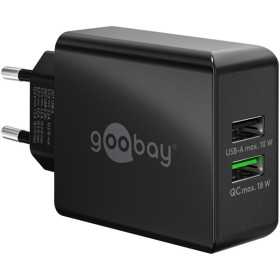 28 W USB-A QC -kaksoispikalaturi, musta