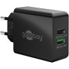 28 W USB-A QC -kaksoispikalaturi, musta