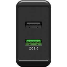 28 W USB-A QC -kaksoispikalaturi, musta