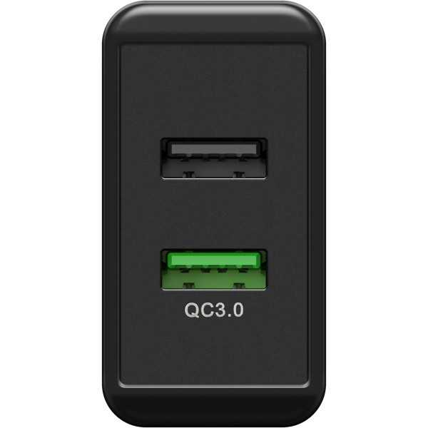 28 W USB-A QC -kaksoispikalaturi, musta
