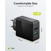 28 W USB-A QC -kaksoispikalaturi, musta
