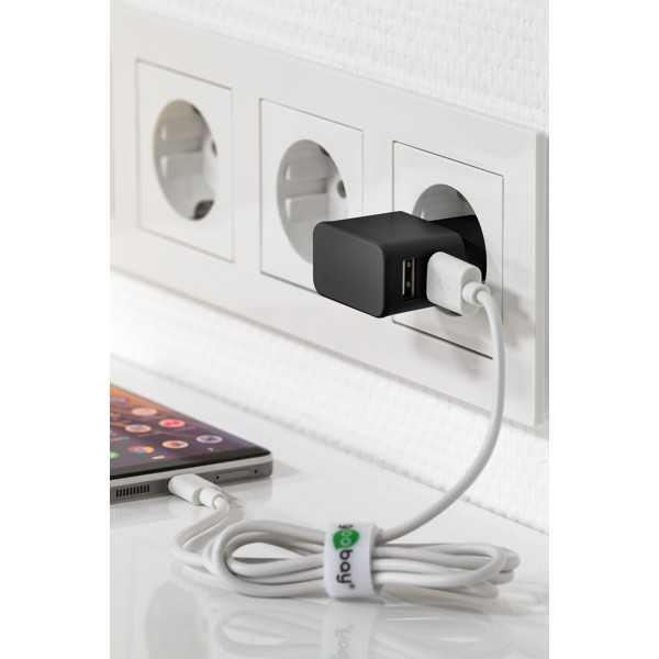 12 W USB-A kaksoislaturi musta