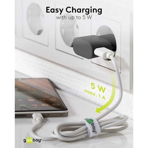 5 W USB-A-laturi musta