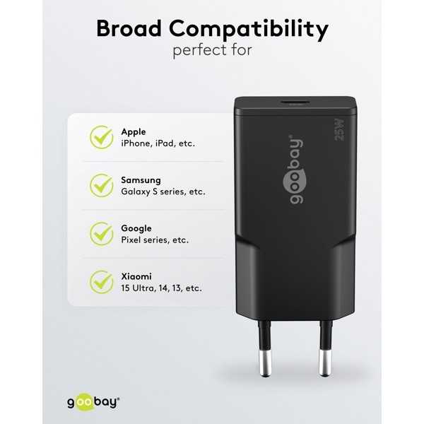 25 W USB-C PD GaN -pikalaturi, ohut, musta