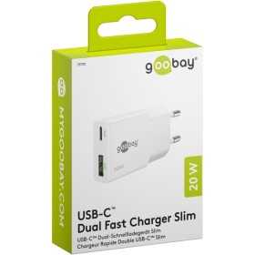 20 W USB-C PD GaN -kaksoispikalaturi, ohut, valkoinen