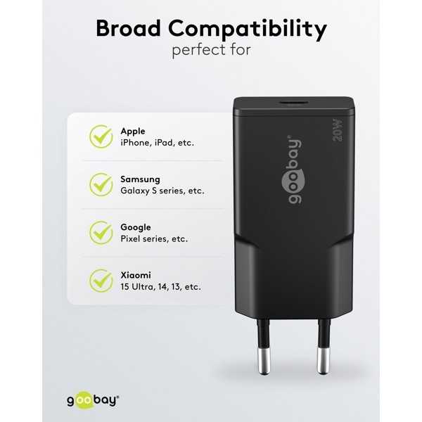20 W USB-C PD GaN -pikalaturi, ohut, musta
