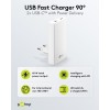 65 W USB-C PD GaN -kaksoispikalaturi 90° litteä valkoinen