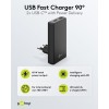 65 W USB-C PD GaN -kaksoispikalaturi 90° litteä musta
