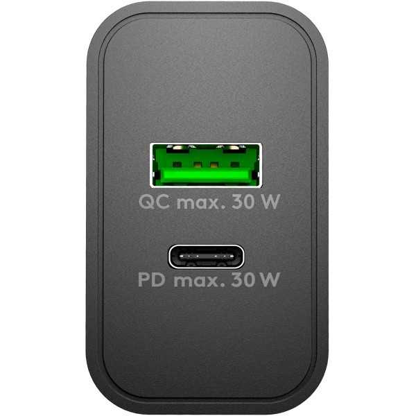 30 W USB-C PD GaN -kaksoispikalaturi, musta