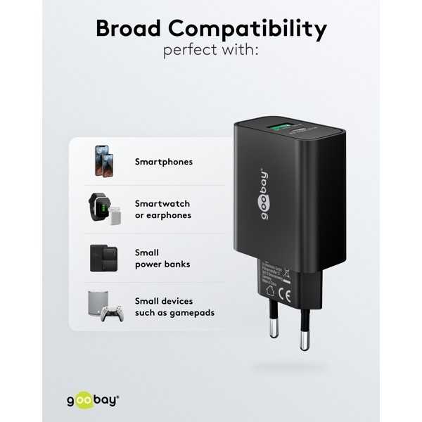 30 W USB-C PD GaN -kaksoispikalaturi, musta