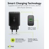 30 W USB-C PD GaN -kaksoispikalaturi, musta