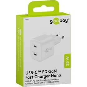 35 W USB-C PD GaN -kaksoispikalaturi, nano, valkoinen