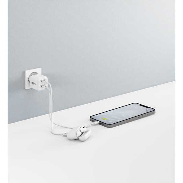 35 W USB-C PD GaN -kaksoispikalaturi, nano, valkoinen