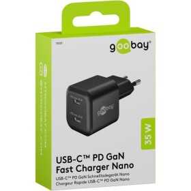 35 W USB-C PD GaN -kaksoispikalaturi, musta