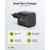 35 W USB-C PD GaN -kaksoispikalaturi, musta