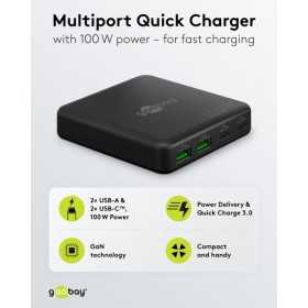 100 W USB-C PD GaN -moniporttipöytälaturi, musta