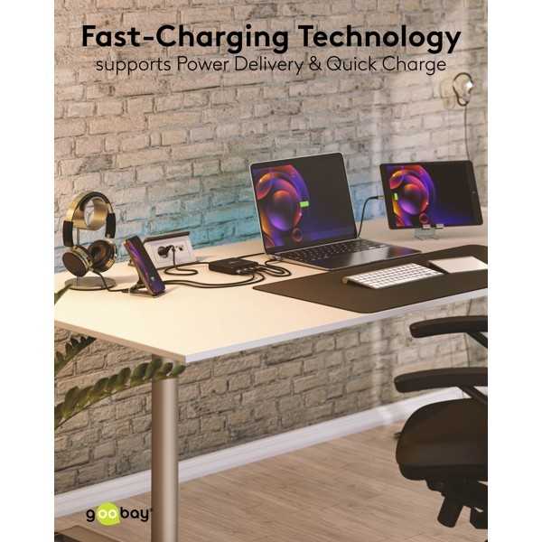 100 W USB-C PD GaN -moniporttipöytälaturi, musta