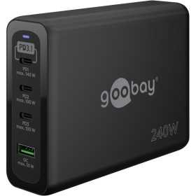 240 W USB-C PD GaN -moniporttipikalaturi, musta